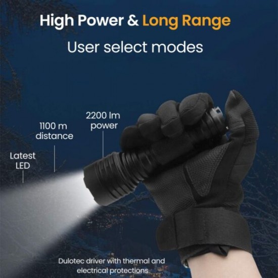 Фенер Dulotec Convoy C8+MAX – 2200 лумена, обсег до 1100 метра