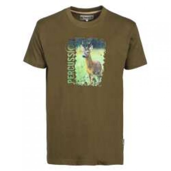 Тениска Percussion - Silkscreen-printed T-shirt, Khaki/Boar