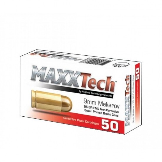 ПАТРОНИ 9X18 MAKAROV FMJ 92GR BRASS MAXX TECH